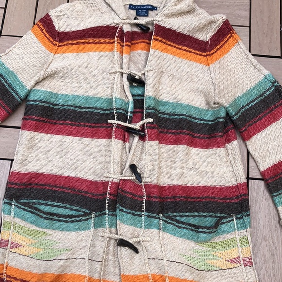 Ralph Lauren blue label Aztec serape toggle button hooded sweater cardigan - Picture 8 of 10